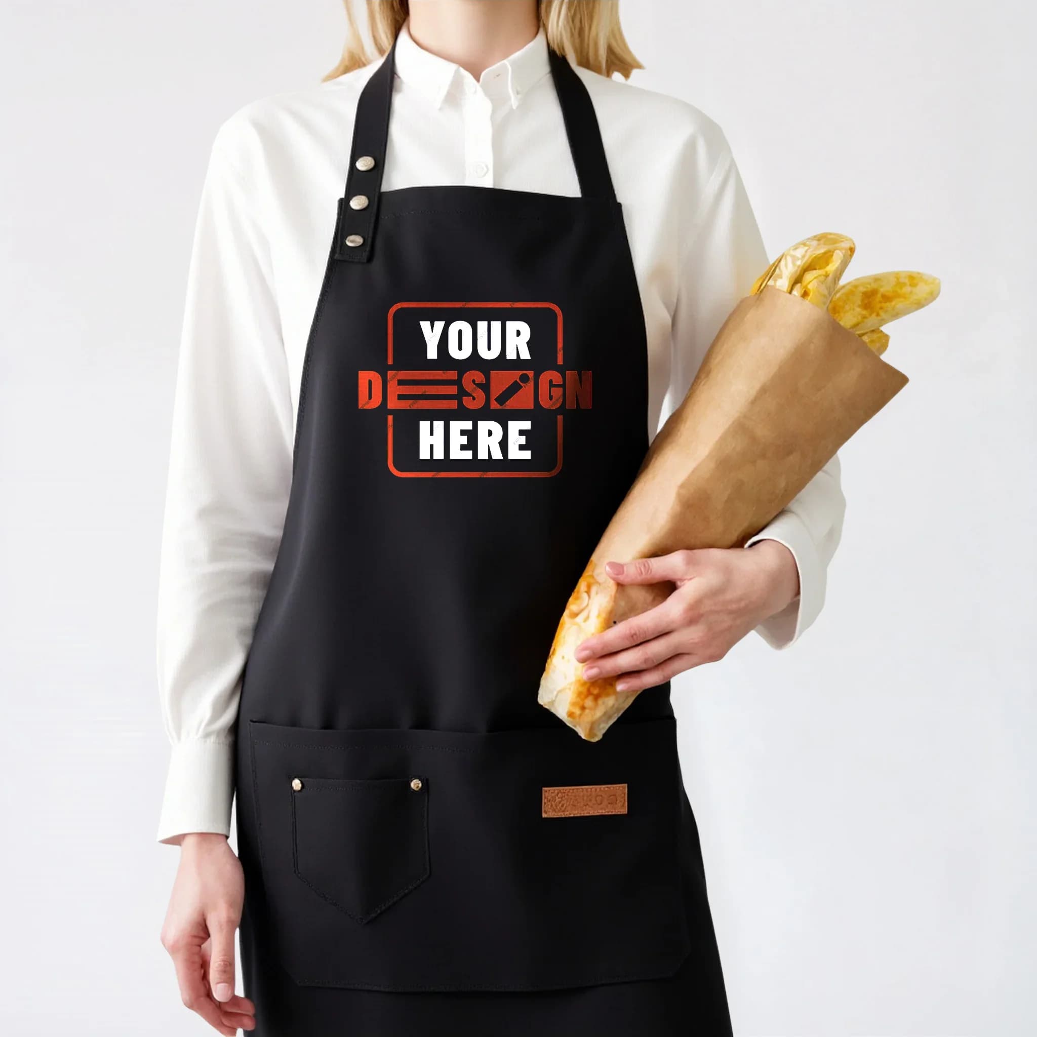Customizable Apron Personalized Chef Apron Kitchen BBQ&Grill Canvas Apron for Restaurant Shop Cafes Studios Waiter Work Uniform