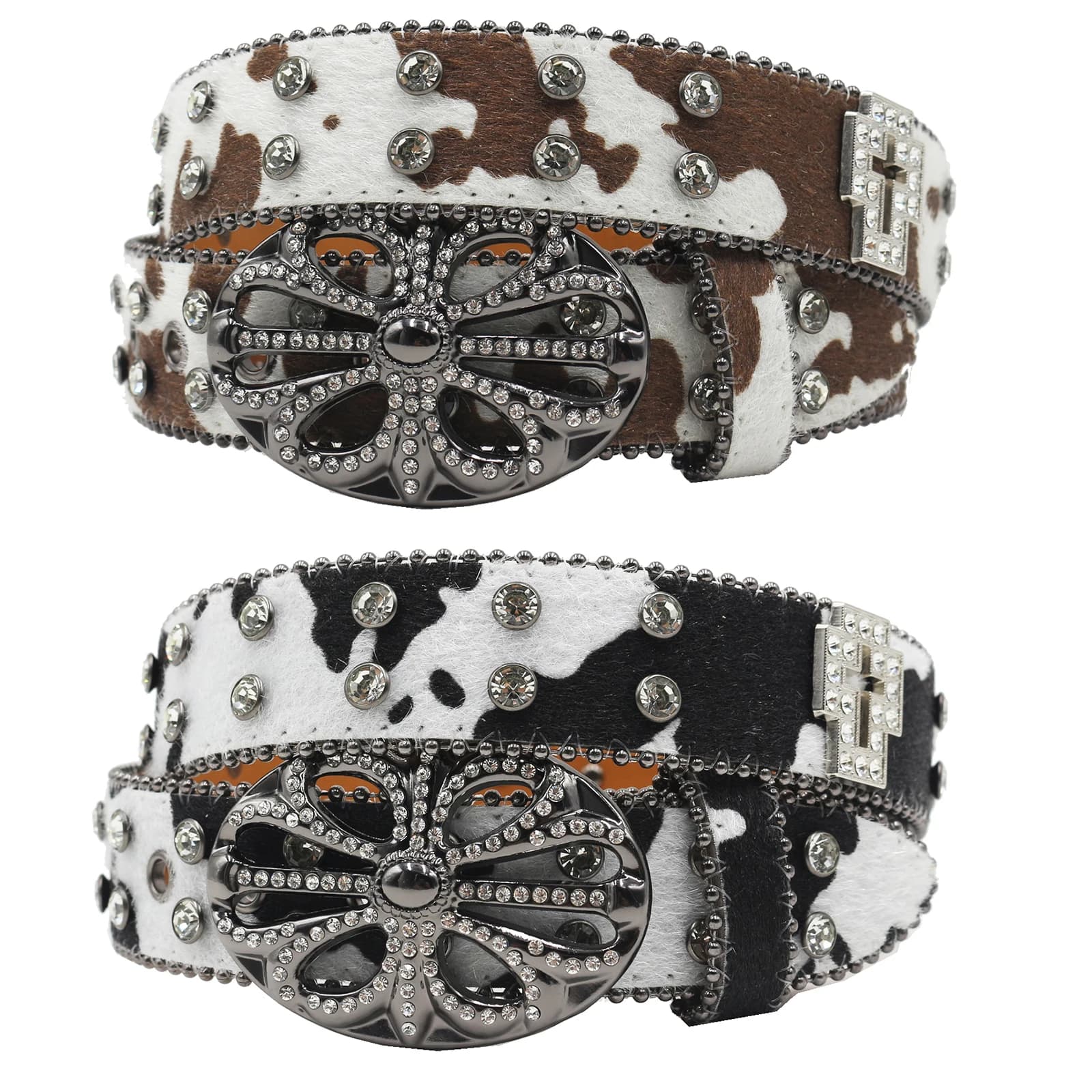 Cintura da Donna alla Moda con Stampa Solida e Borchie, in Pelle PU con Strass, Cintura Regolabile Luccicante con Cristalli per Club e Feste