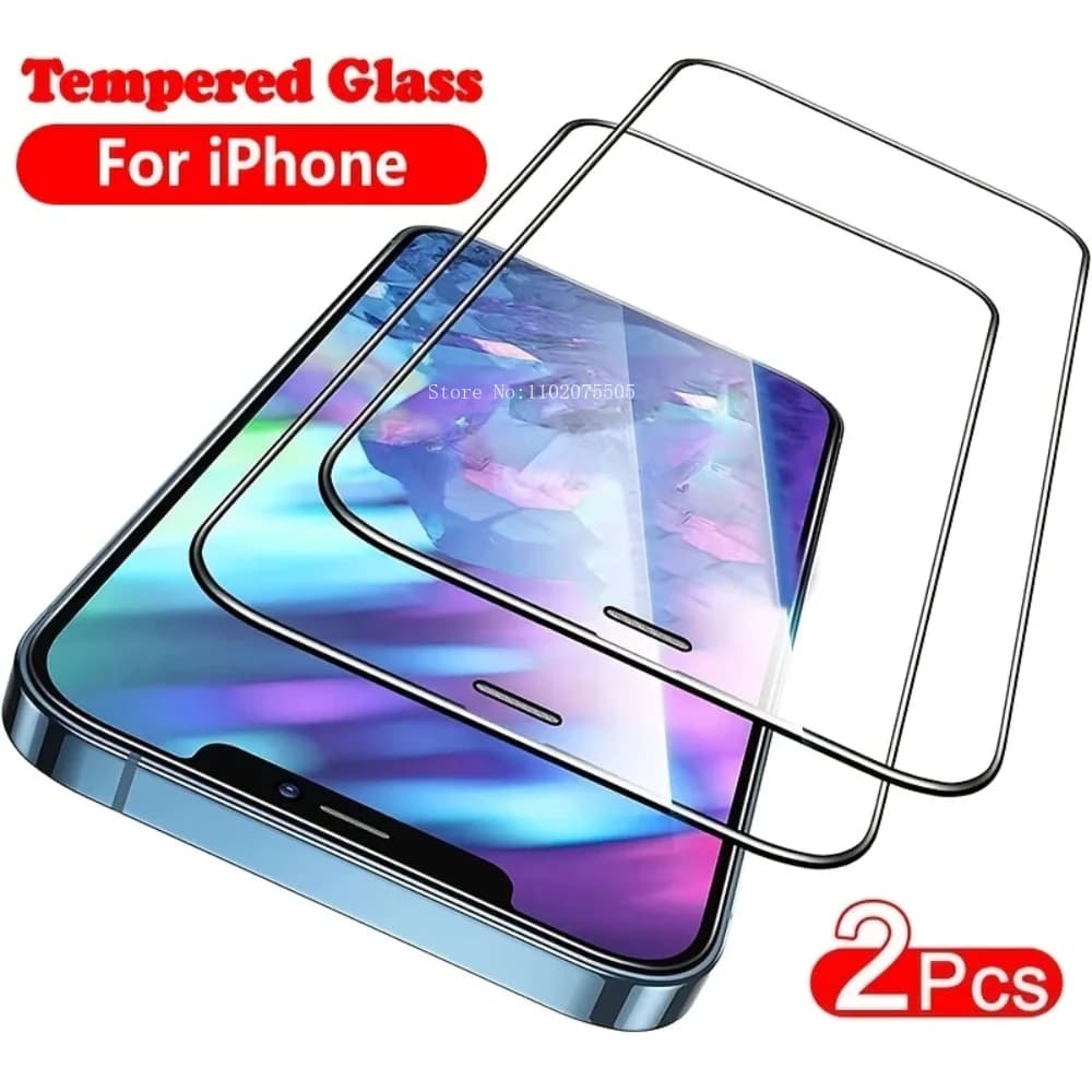 2 pezzi di vetro proteggi schermo a copertura totale per IPhone14 13 12 11 Pro Max vetro temperato per X XR XS Max 7 8Plus spedizione veloce
