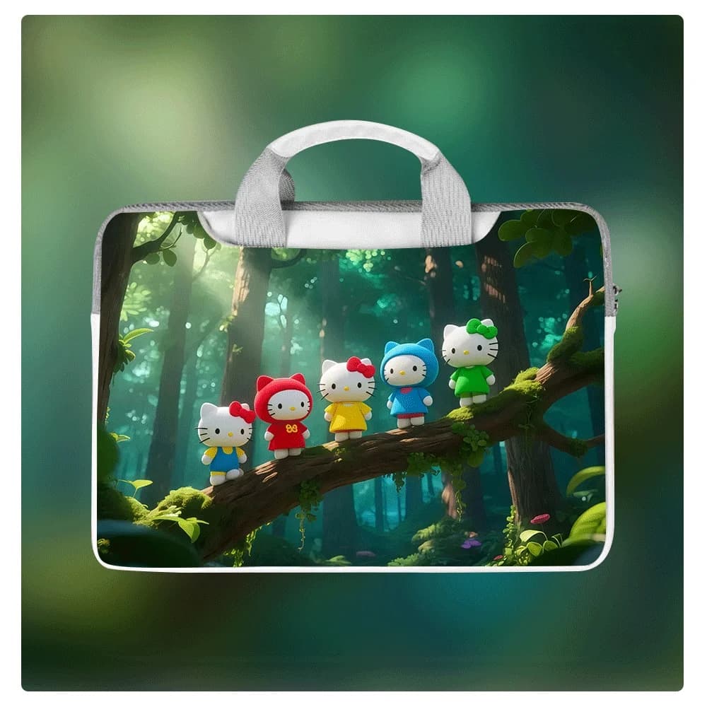 Simpatica borsa per laptop Hello Kitty da 12 13 14 15 16 pollici in PU impermeabile antiurto per tablet Apple Dell Huawei