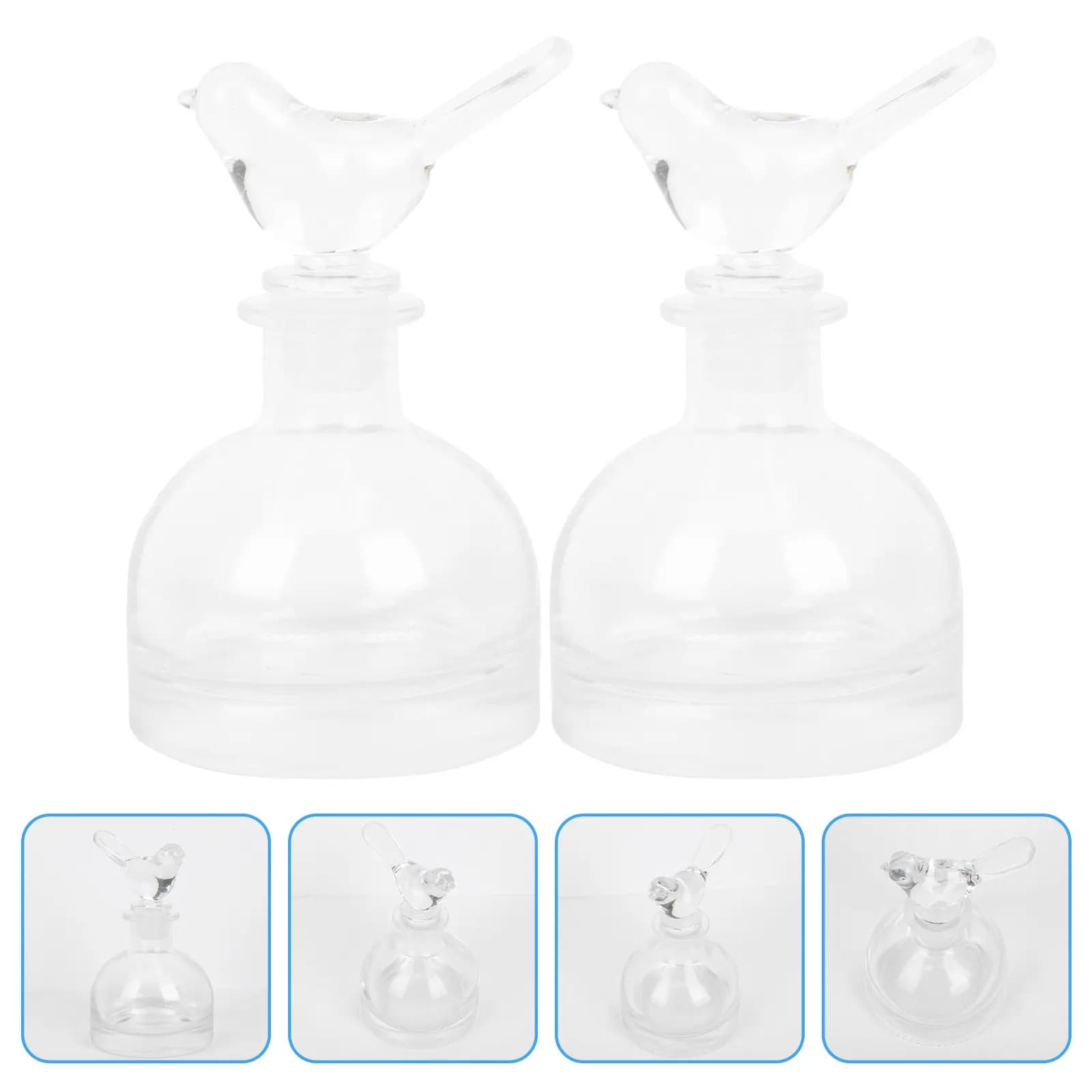 2Pcs Elegant Simple Glass Perfume Bottles Clear Aroma Storage Bottles for Essential Oil Refill Photography Props Fragrance