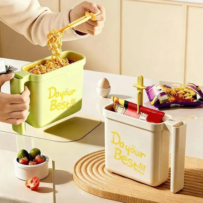 Disposable bowl for Noodles Istantanei, Quadrata e Adatta al Microonde, for Camping, Travel, Office, Container for Food Reusable Without BPA
