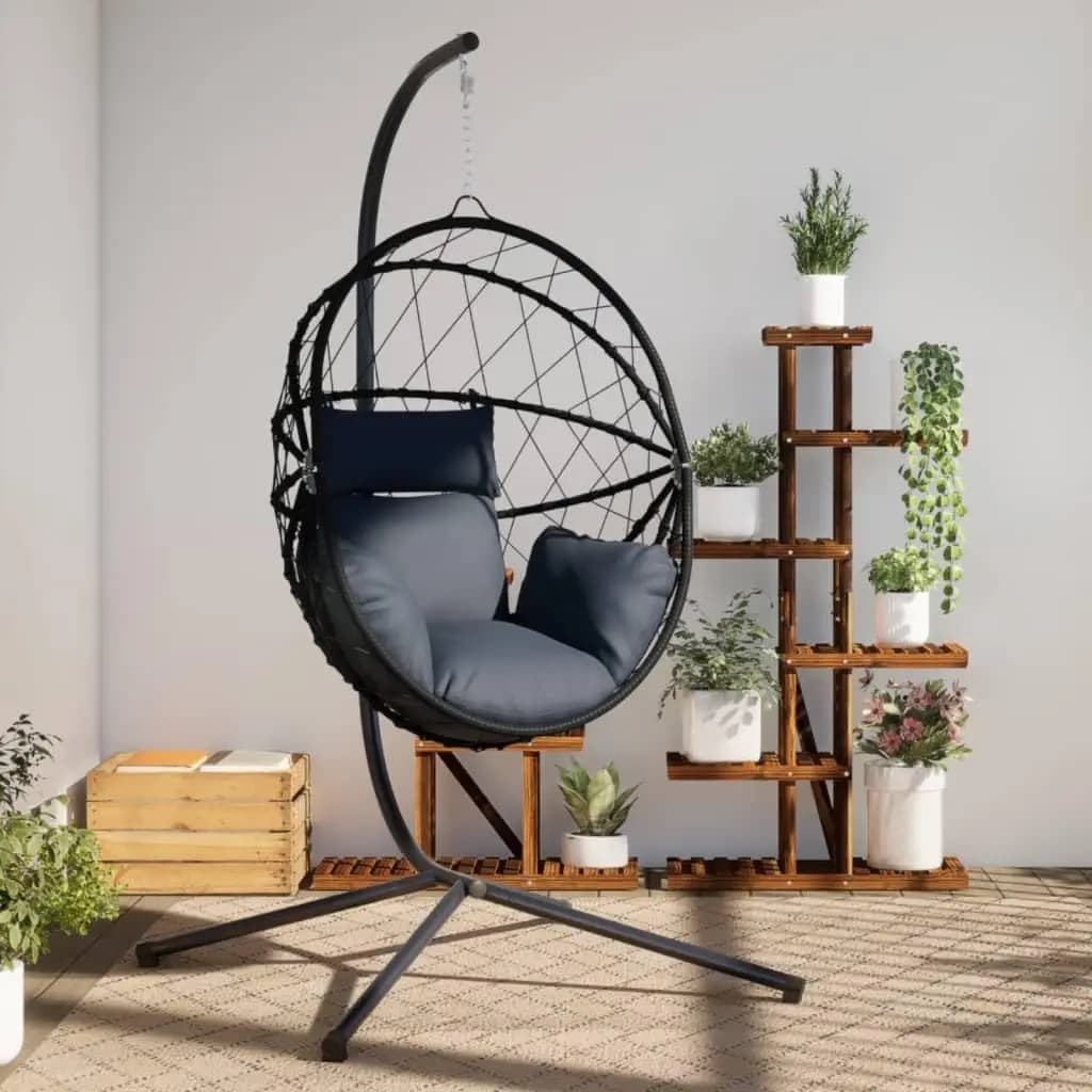 Sedia a dondolo sospesa con supporto, seduta imbottita per patio, giardino, balcone, portata 150 kg, personalizzabile