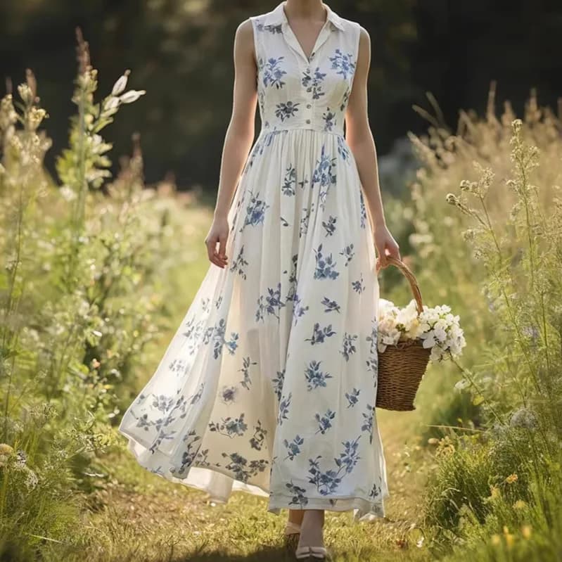 Disponibile su Amazon Cross-Border: Nuovo Abito Estivo 2026 da Donna Stampato Senza Maniche a Vita Alta, Stile Europeo e Americano