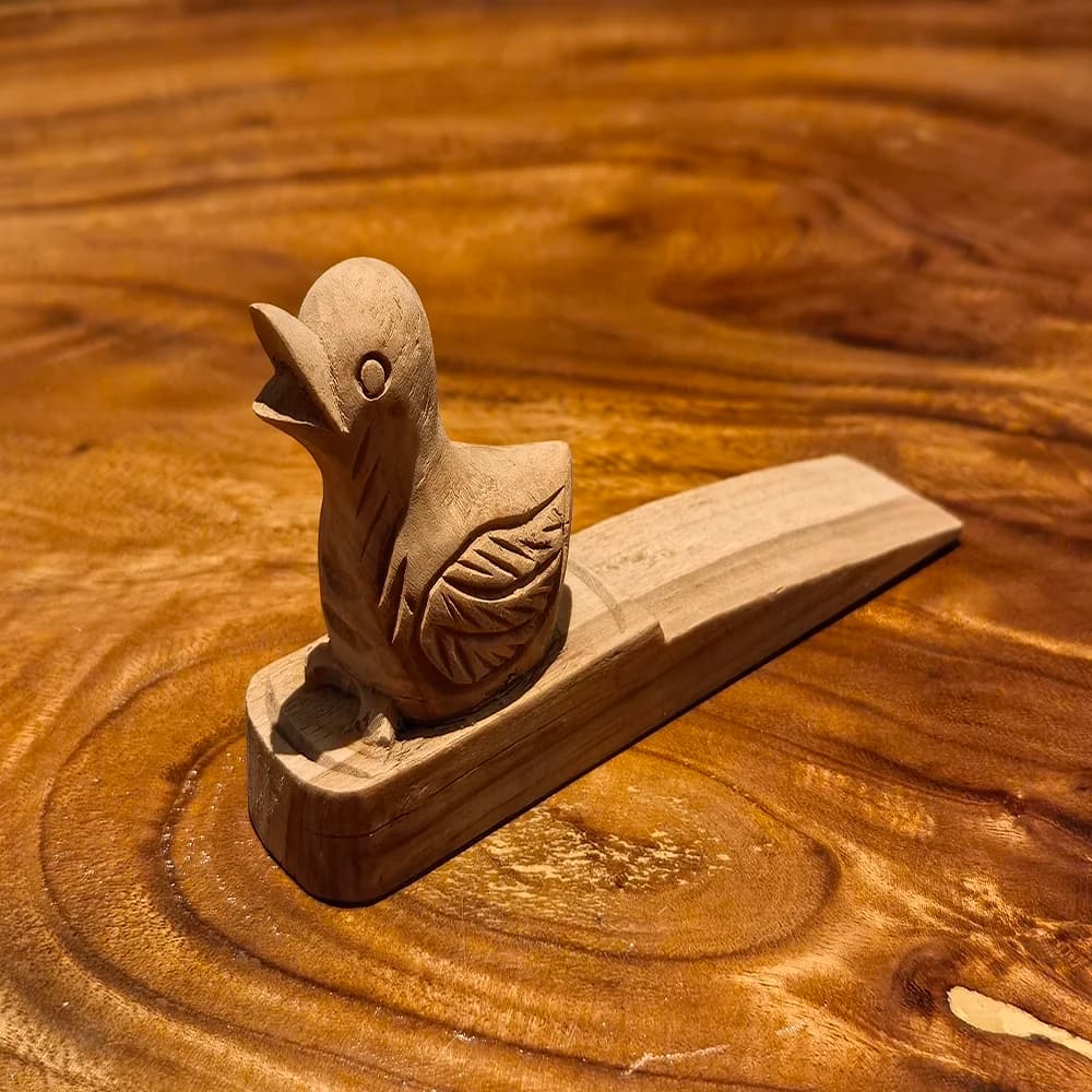 Vintage Wooden Duck Doorstop Wedge Hand Carved Anti-collision Stopper Wall Floor Furniture Protection Slip-Resistant