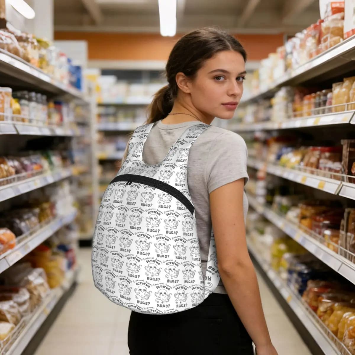 Zaino Emotional Support Octopus, borsa per libri per studenti, borsa per la scuola per bambini, borsa per laptop, borse a tracolla per uomo e donna