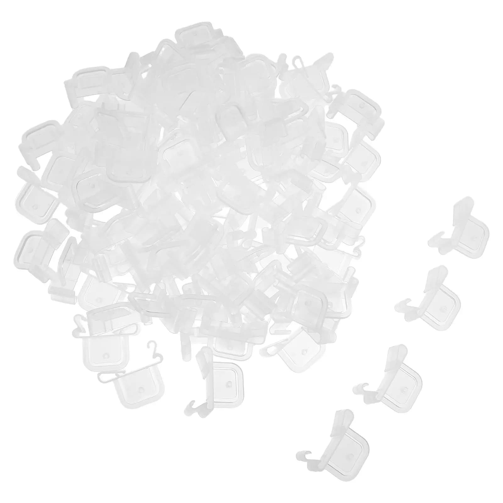 100Pcs Plastic Channel Shelf Clips Clear Card Buckle Holder for Supermarket Advertising Display Shelf Label Organization