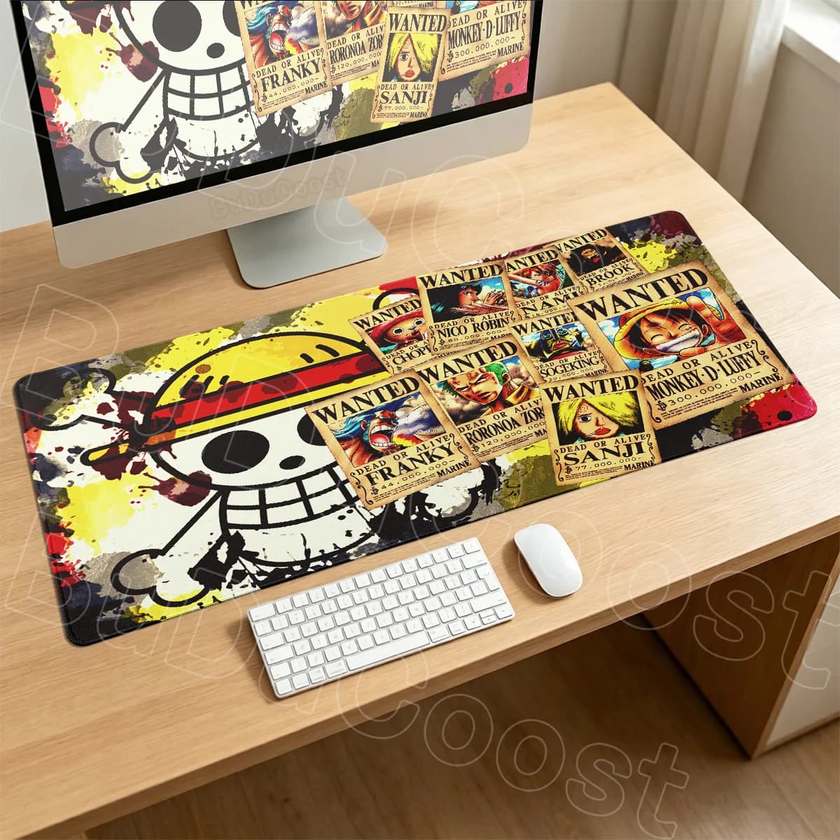 Tappetino da Tavolo per Computer HD Anime 600x300mm, Tappetino per Mouse da Gaming Antiscivolo CSGO LOL, Playmat XL One Piece, Tappeto per Tastiera da Giocatore