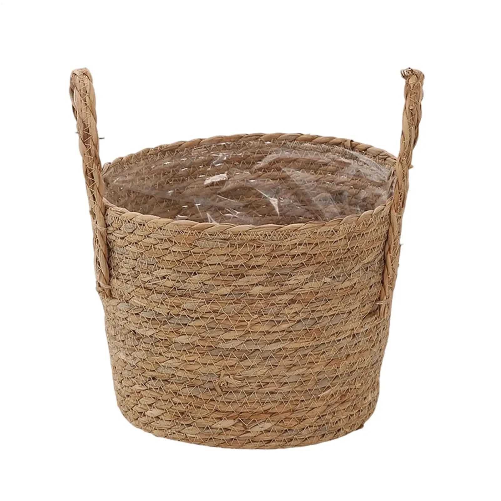 Planter Basket Straw Flowerpot Wicker Planter breathable Rattan Flower Basket Garden Yard pastoral Decoration caring for plants