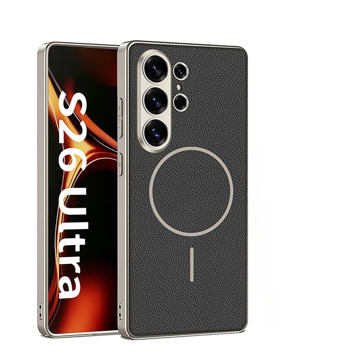 Wireless Magsafe Charging Case for Samsung Galaxy S26 Ultra, Opaca Luxury Leather Cover for Galaxy S25 Ultra