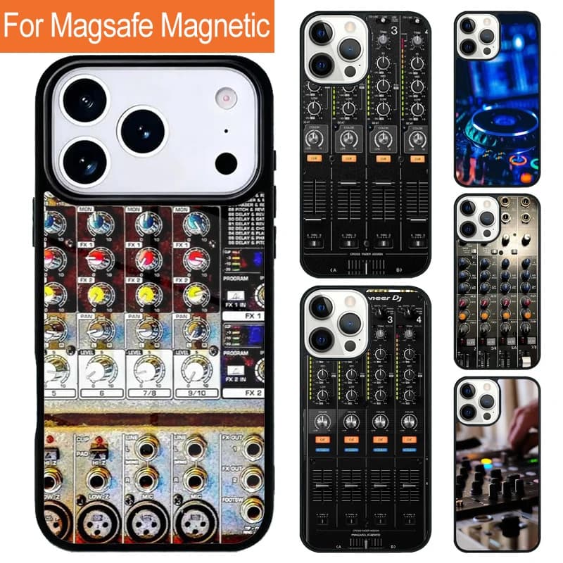 Custodia Magnetica Wireless per Telefono con Design DJ Controller Musicale per iPhone 17 Pro 16 15 13 12 11 Pro Max Air 14 Plus con Cover Magsafe