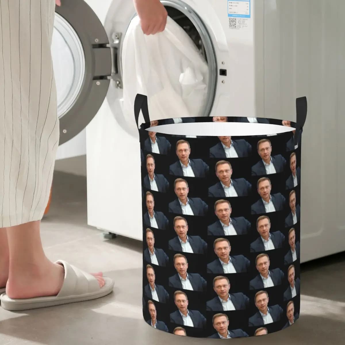 Legend Christian Lindner Minister of Finance Pleated linen baskets dirty clothes Toys Recycle Bin Large Waterproof Bag