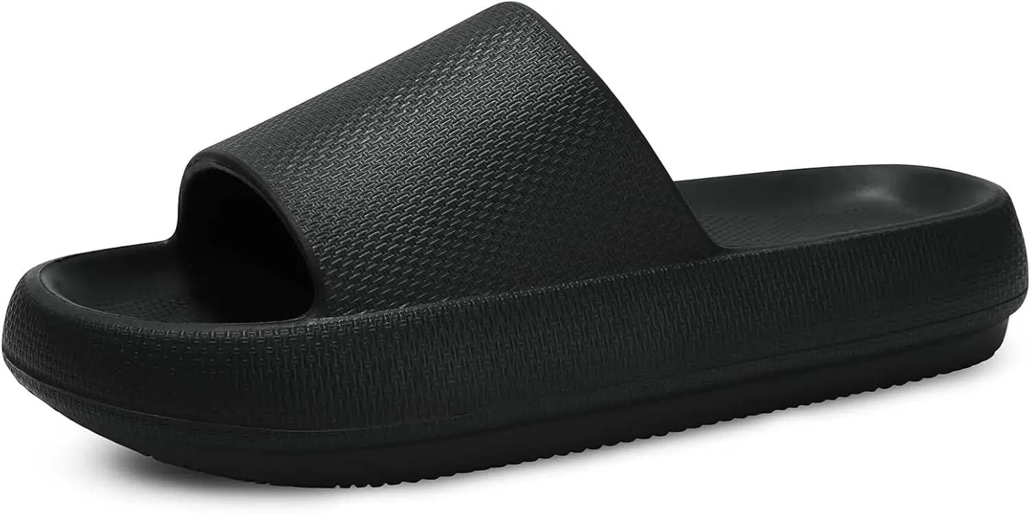 Non-Slip Bathroom Slippers for Men Women, Soft Thick Sole Indoor Outdoor Slides, Pillow Sandals