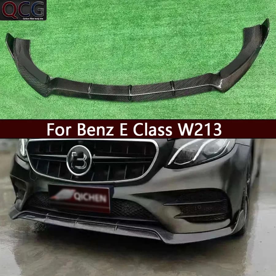For Mercedes Benz E Class W213 sports Carbon Fiber Front lip Car Front Bumper Diffuser Chin Spoiler Car Accessories Body Kit