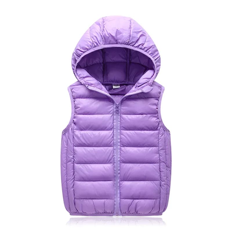 2025 Autunno/Inverno Nuovo Casual Moda Per Bambini Con Cappuccio Gilet Imbottito Caldo Giacca Senza Maniche Per Bambini Tinta Unita Imbottiture Capispalla