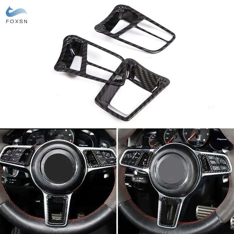 Car Interior Steering Wheel Cover Carbon Fiber For Porsche Panamera Macan 2014-2020 Cayenne 2015-2020 718 911 918 2012-2015