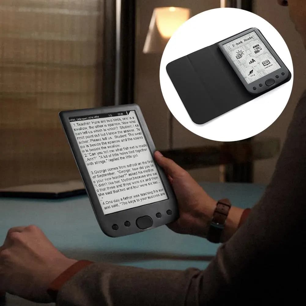 E-Reader con Schermo E-Ink da 6 Pollici, Display Chiaro Senza Riflessi, 8GB di Memoria Interna + Espansione con Scheda TF, E-Reader Ultrasottile, Idea Regalo