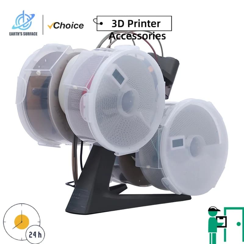 EARTH'S SURFACE Dustproof 3D Printing Filament Dry Box Hygrometer Thermometer Filament Storage Case Viewable Anti-Moisture
