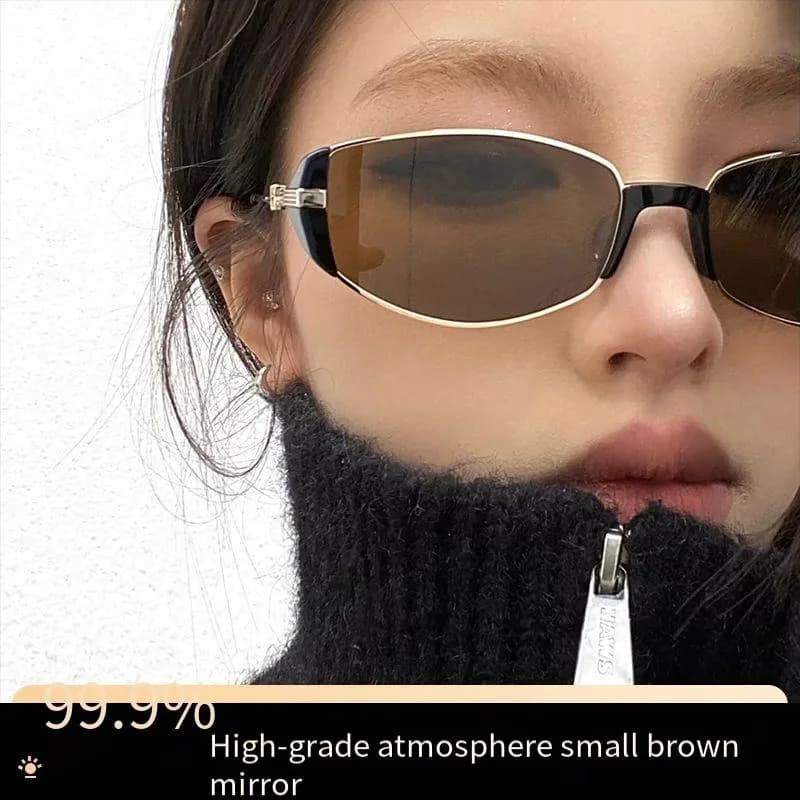 Occhiali da Sole Cat Eye Vintage Stile Old Money per Donne, Design Sofisticato e Lussuoso, Lenti con Protezione UV, Trendy, Piccoli, Marroni