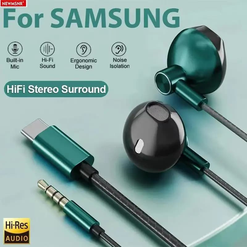 Headphones type C and 3.5 mm Headphones with volume control with HD microphone Wired earphones for iPhone15/16 Samsung Galaxy