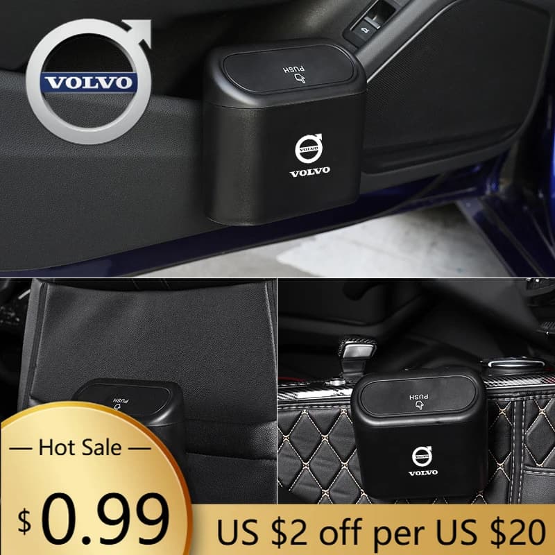 Mozzo Coperture Emblemi Auto Bidone della Spazzatura Bidone della Spazzatura Scatola di Immagazzinaggio Per Volvo Xc60 Xc90 V60 S60 V50 V90 XC40 V70 XC70 C30 C70 EX90 Rdesign Ac