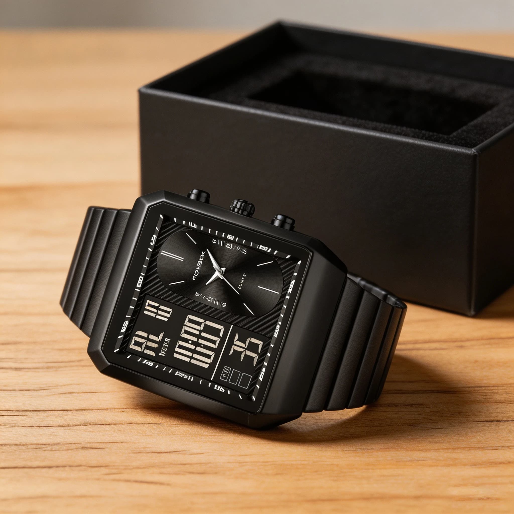 LIGE New Fashion Square Digital Watch Men Casual Sports Waterproof Men's Quartz Wristwatches FOXBOX Top Brand Luxury Chronograph