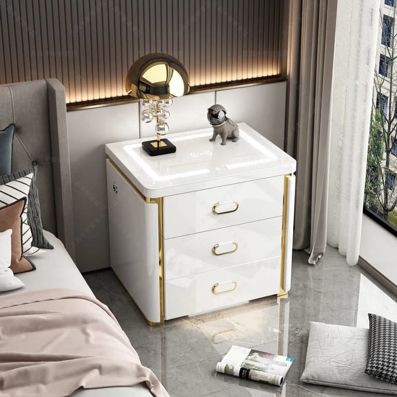 Cassettiera Intelligente Antifurto con Serratura a Impronta Digitale e Tastiera a Codice, Stile Moderno, per Appartamento e Camera da Letto