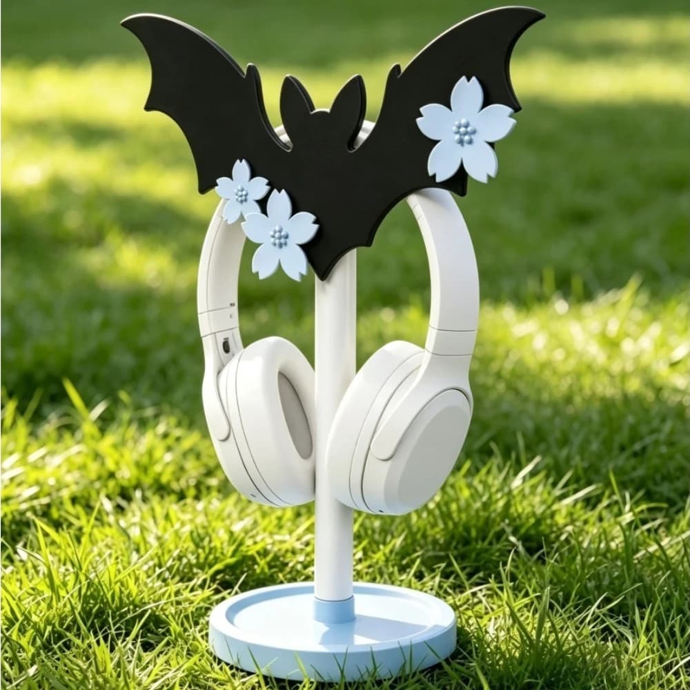Cute Bat Headphone Stand Blossom Bat Headphone Bracket for Airpods Max Desktop Decoration Rack for Sony Headphone Accessory