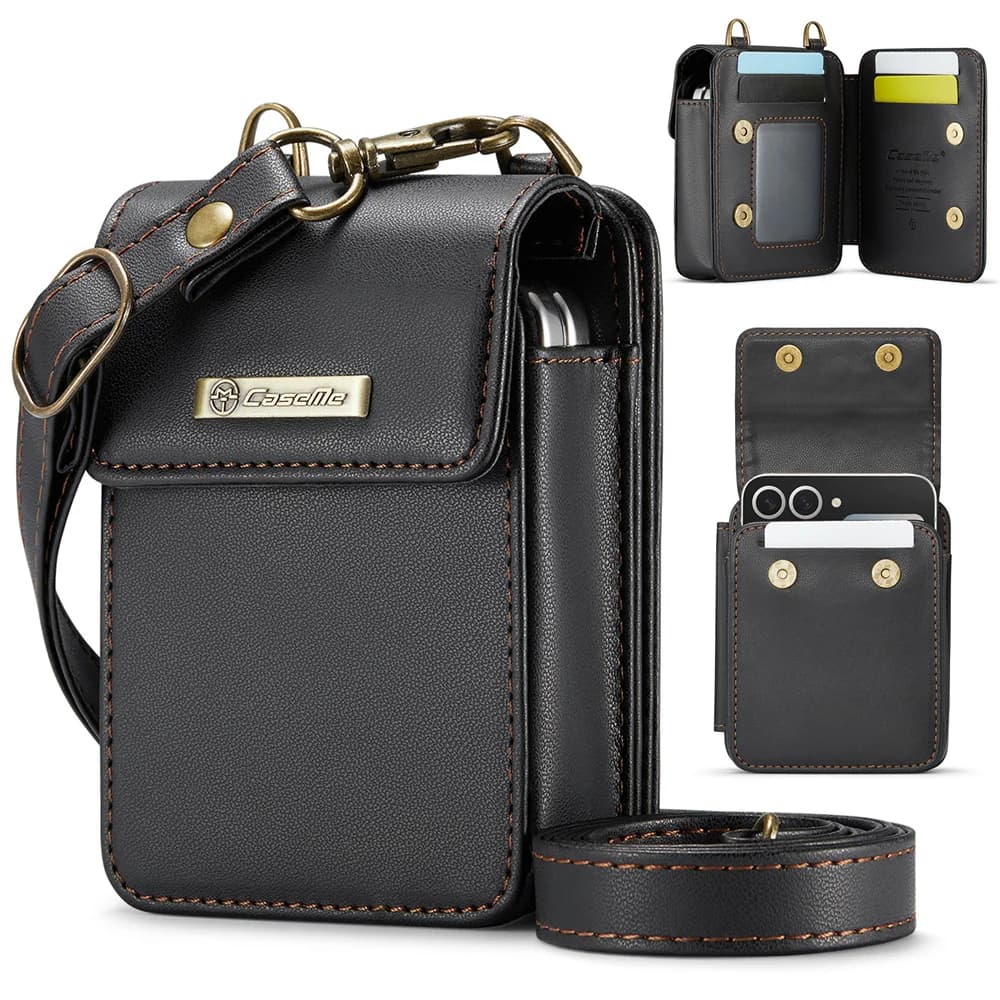 Mini Borsa Universale per Galaxy Z Flip 7 7FE 6 5 4 3, Custodia a Portafoglio a Tracolla con Blocco RFID, Porta Carte e Chiusura Magnetica in Pelle PU