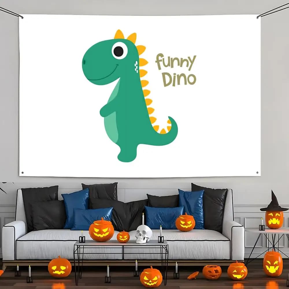 Cute Jurassic Dinosaur Flags Aesthetic Wall Tapestry Printed Wall Hanging Living Room Party Outdoor Decor