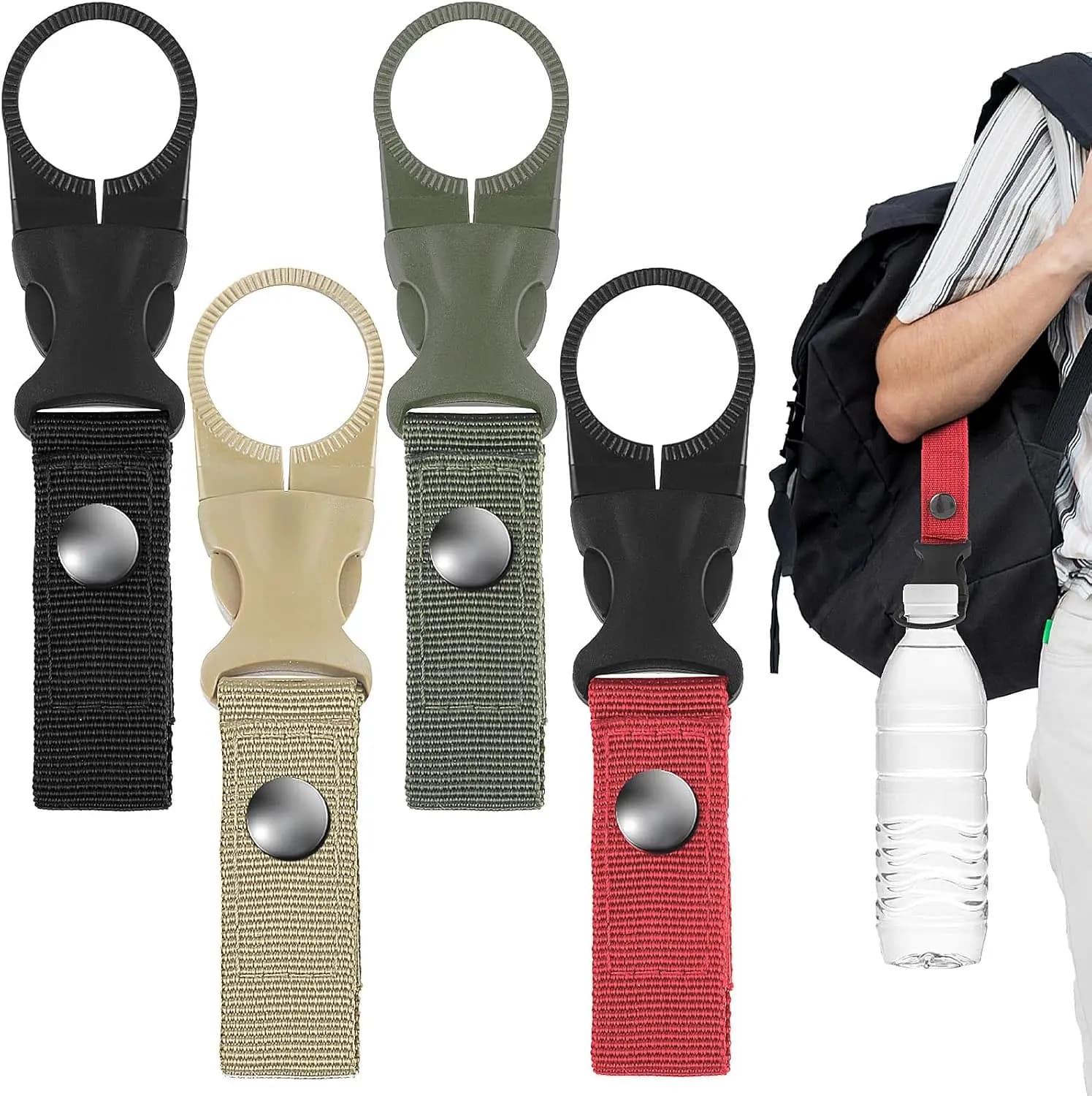 Webbing Buckle Hanging Water Bottle Holder Clip Portable Belt Nylon Webbing Strap for Outdoor Camping Hiking Traveling