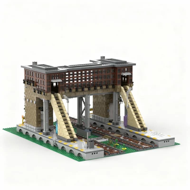 3159 pz MOC Passerella Pedonale Ferroviaria, Blocchi da Costruzione per Modelli Supplementari di Treni, Giocattoli Architettonici, Regali di Natale, Educativi