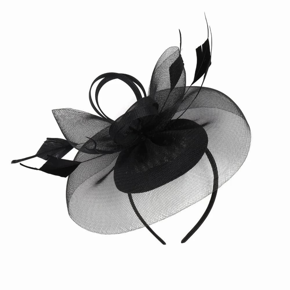 Fascinator hat in net with fashion feathers Exquisite soft veil hat Copricapo Elegant hair circle Fasce for hair Dance show