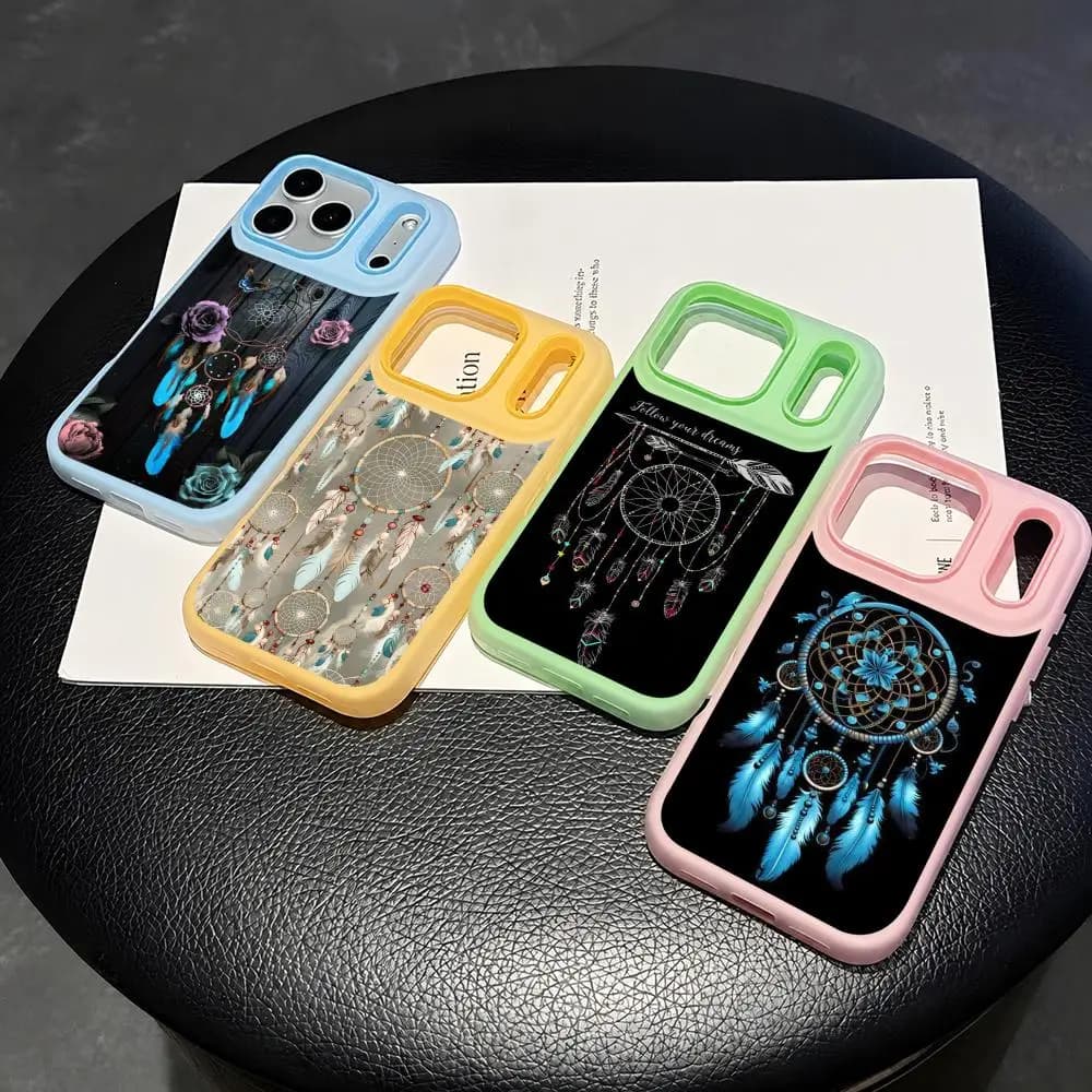 Dreamcatcher Phone Case 2-in-1 Detachable Clear with Card Holder for iPhone 12-17 Soft Multi-Color