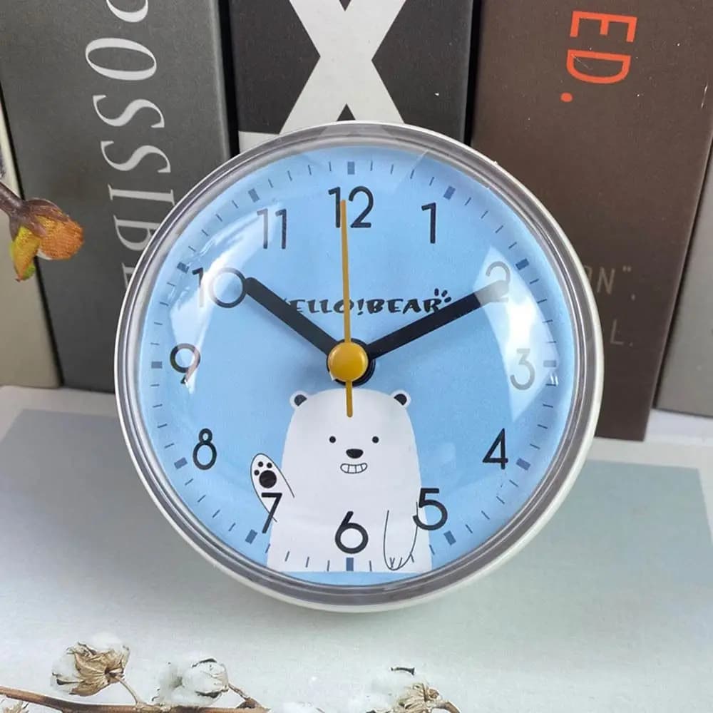 Living Room Kitchen Battery Powered Mini Sucker Clock Art Minimalist Wall Watch Shower Clocks Home Decor Wall Clock