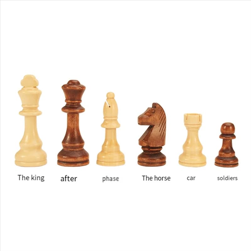Children Board Game Wooden Chess Set Solid Wood Pieces Walnut Chessboard Children Gift Board Game