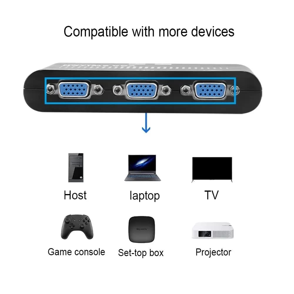 Switch VGA a 2 Porte per PC, Accessori Monitor 1920x1440, Splitter VGA, Convertitore Video, Adattatore