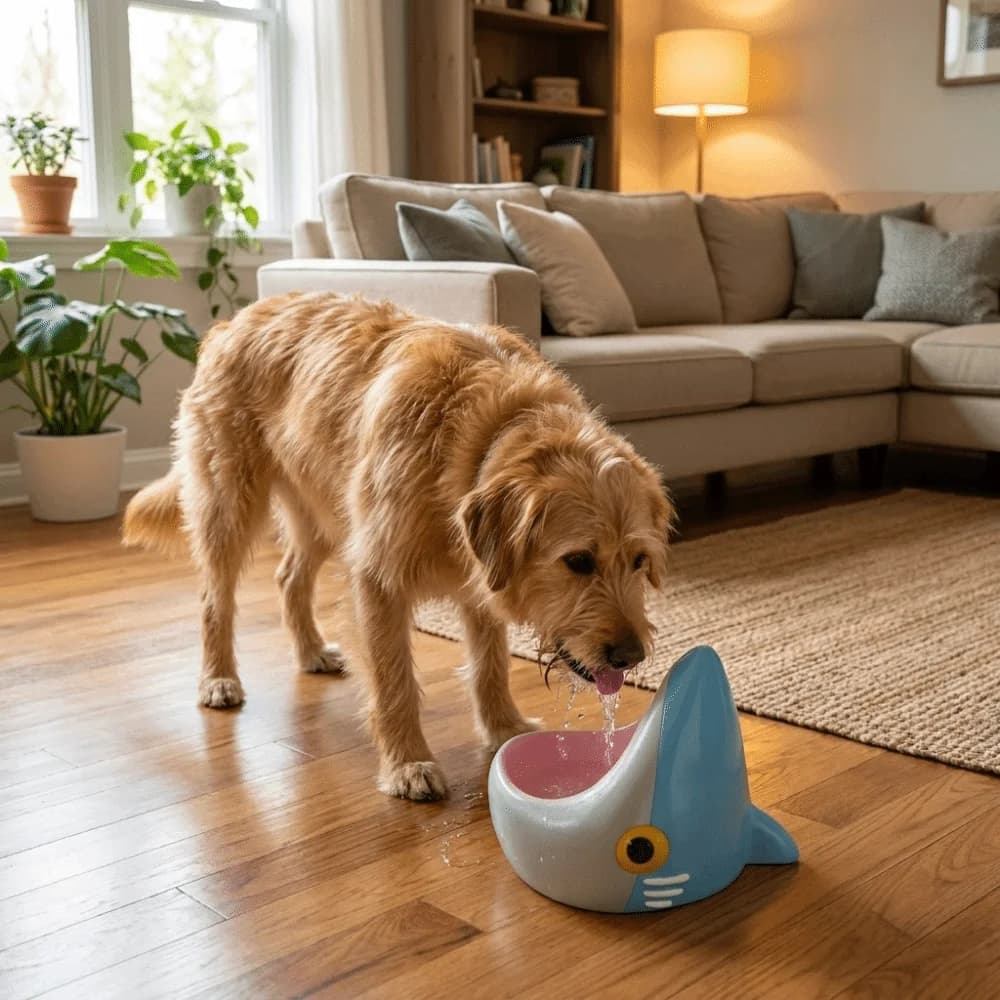 Cute Plastic 3D Printing Shark Cat Bowl Anti-Slip Anti-Tip Cat Food Bowl Cartoon Detachable Cat Feeding Station Pet Dining