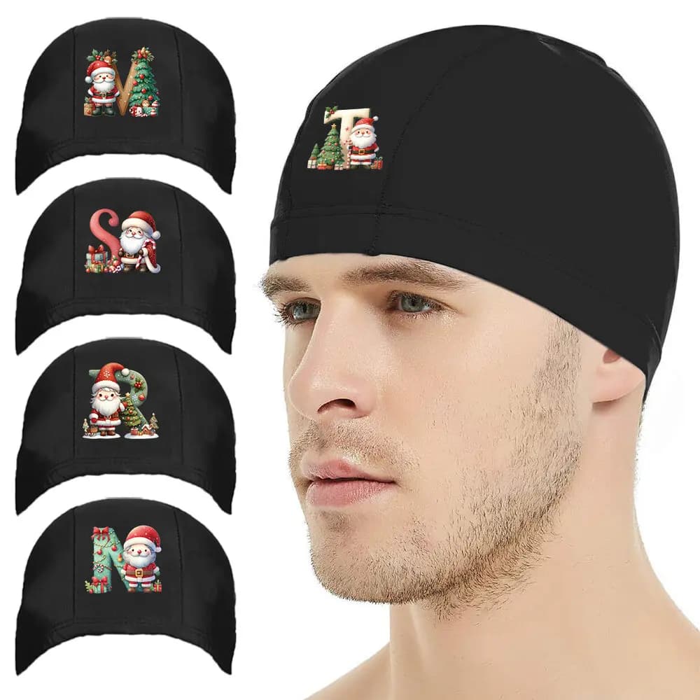 UNISEX swimwear series Christmas Letters, Woman's Bathing Heads with Eye Protection, Pool Elastic Headphones for Students and Diving