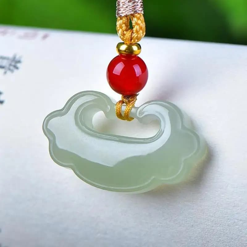 25mm China Nephrite Stone Certified Jade Cloud Lock Pendant Necklace Women Fine Jewelry Natural Hetian Jade Lucky Charm Amulet