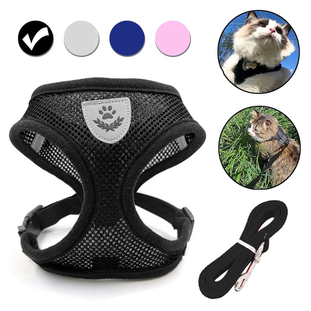 Reflective Pet Harness and Leash Set for Small Medium Dog Cats Breathable Pets Vest Lightweight Collar Harnesses Kitten Supplies