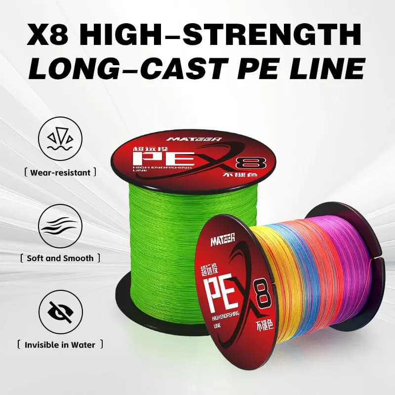 MATEER X8 Strand Braided Fishing Line 300/500/1000M Japan Super Strong PE Fishing Line Multifilament Braid Thread X8 11-77LBS