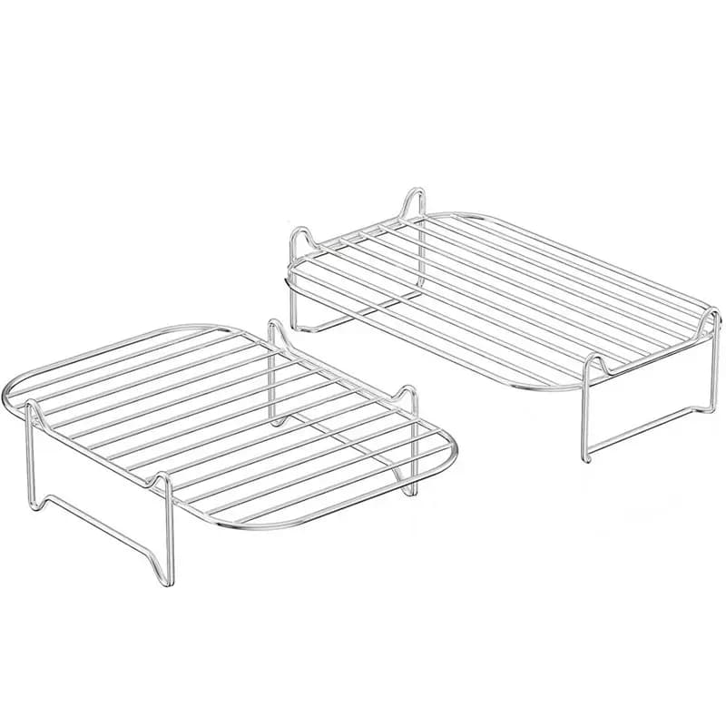 A25F-Air Fryer Rack For Ninja Dual Basket Airfryer For Ninja Foodi 8 Qt Or 10 Qt Dual Zone Air Fryer Stainless Steel Grill Racks