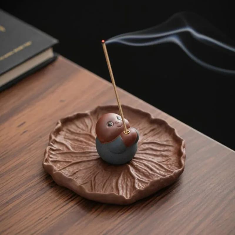 Purple Clay Chan Monk Stick Incense Holder Creaive Aromatherapy Burner Fragrance Censer Indoor Home Decoration