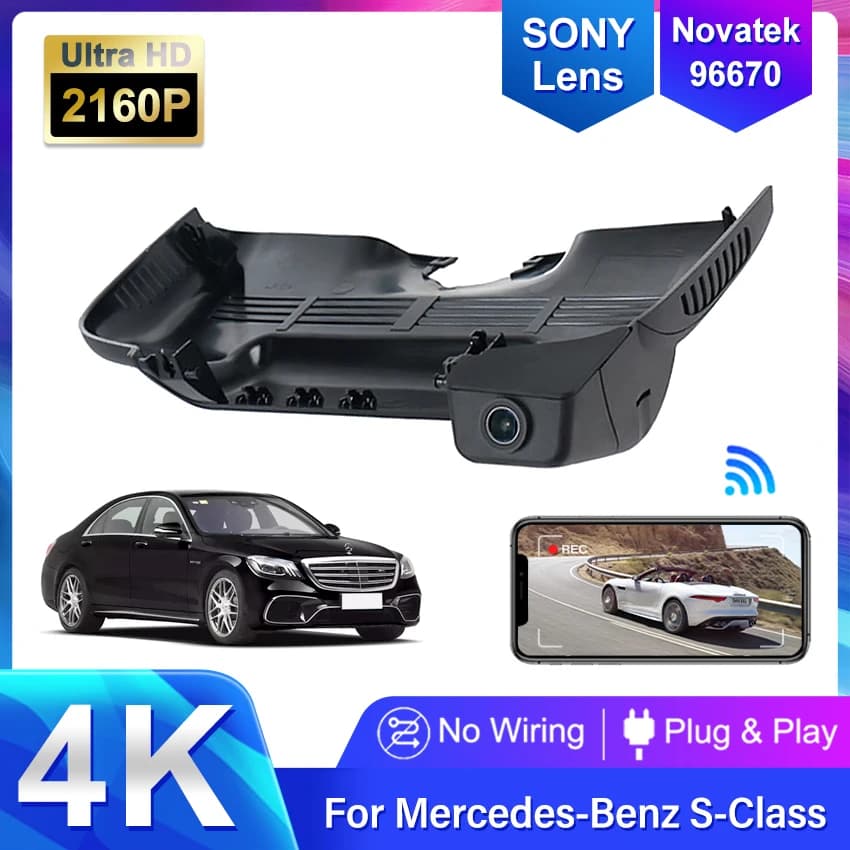 4K 2160P Dash Cam Camera HD Car Dvr Video Recorder for Mercedes Benz S Class w222 S320 S350 S400 S450 S500 S600 2014-2017