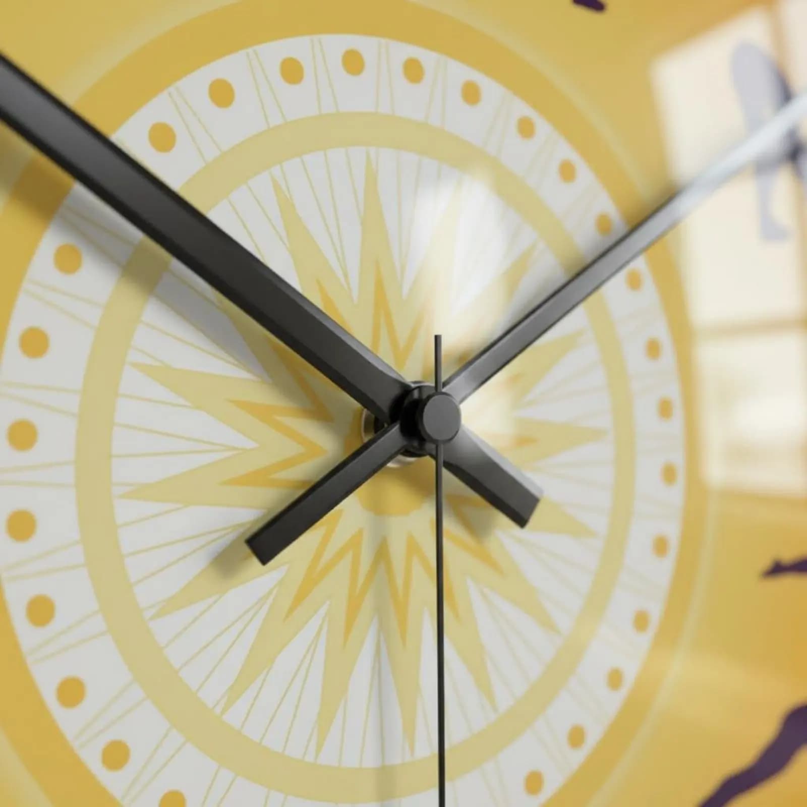 Solar Wall Clock Sun Salutation, Silent, Analog, Easy Installation, Metal Frame for Bedroom