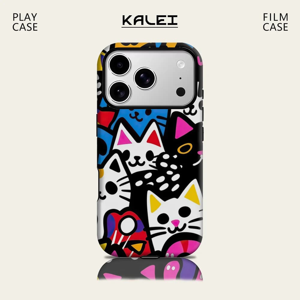 Pop Art Cat Parade for IPhone17 Must for Magnetic Phone Case for IPhone 17 16 15 14 Pro Max Plus Single Double-layer Tough Case