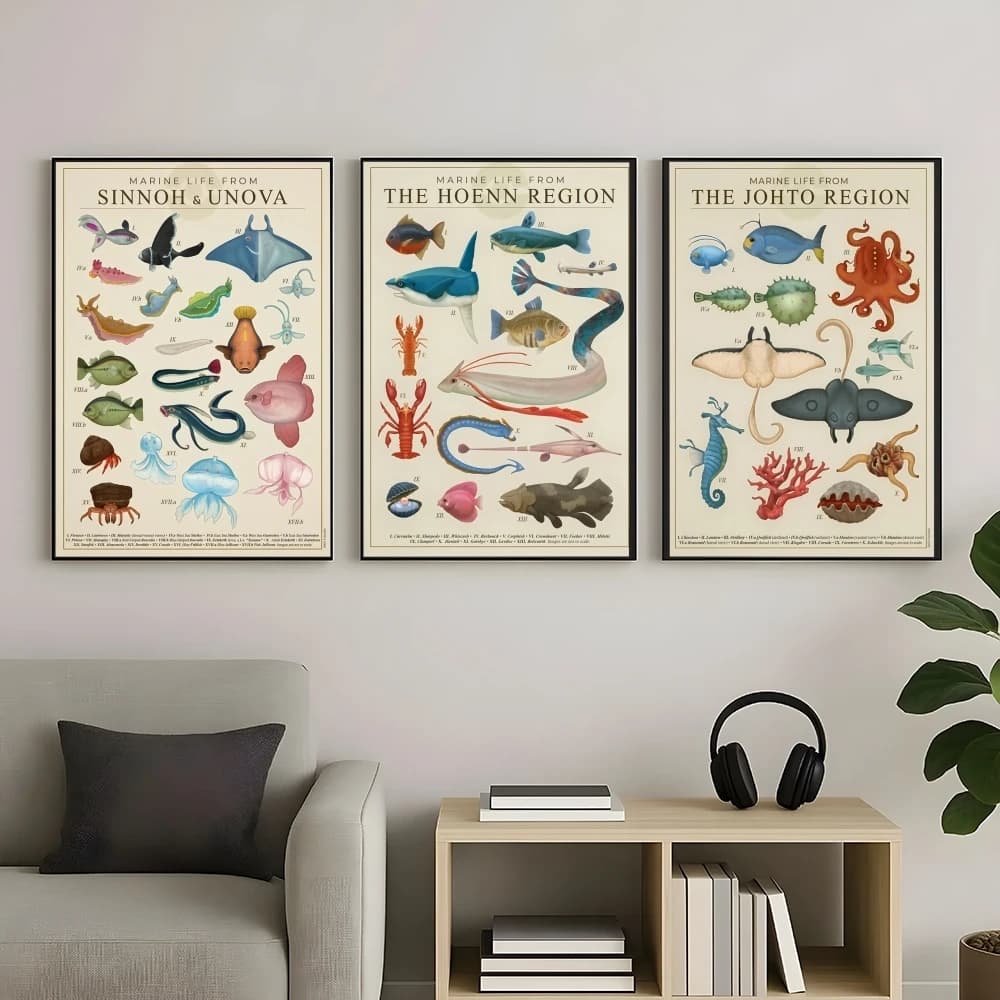J-Julio L-Lacerda Animal Artworks Painting Calligraphy Frameless Canvas Posters Set Wrinkle-Free Wall Art Home Decor