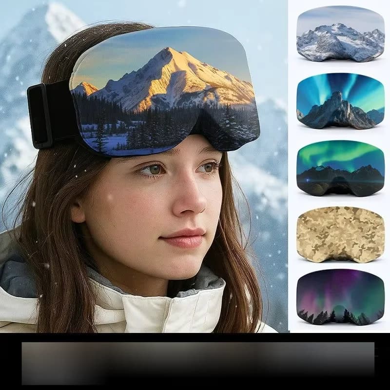 1Pcs Ski Goggles Protective Cover Fashion Snow Mountain Starry Print Portable Dust-proof Scratch-Proof Ski Eyewear Cover