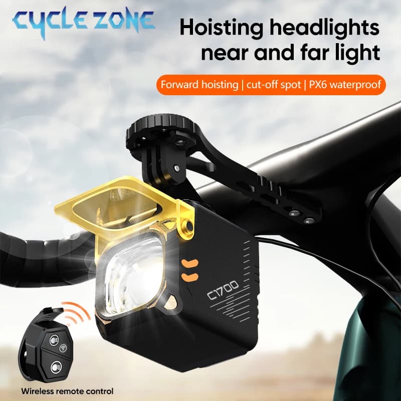 Fari di sollevamento per bici Fari anteriori per manubrio per bicicletta ricaricabili Fari per ciclismo su strada MTB Accessori per bici Powerbank